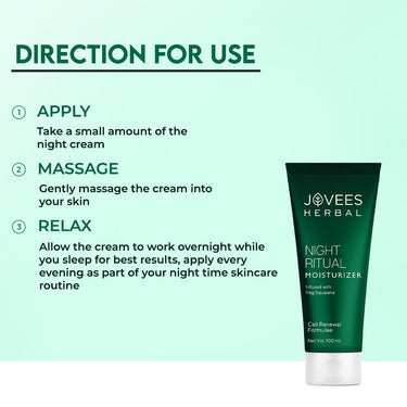 JOVEES Herbal Night Ritual Cream Moisturizer | Prevents Dark Spots | Reduces Fine Line | Skin Renewal & Rejuvenation | Nourishes & Hydrates Skin | Exfoliates |All Skin Types 100Ml